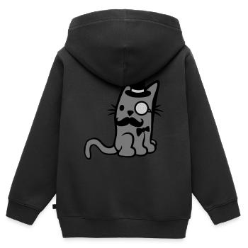 Lunettes monocle Mr. Cat - Sweat Premium à capuche zippé enfant bio - noir - Dos - AI Model Kid Male (0cm)