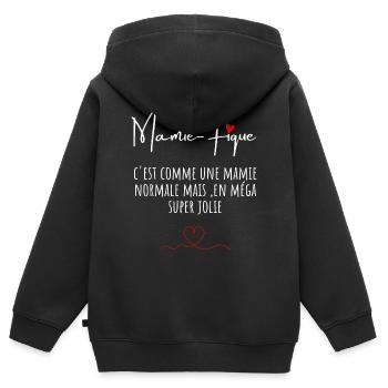 Mamie-fique mamie magnifique - Sweat Premium à capuche zippé enfant bio - noir - Dos - AI Model Kid Male (0cm)