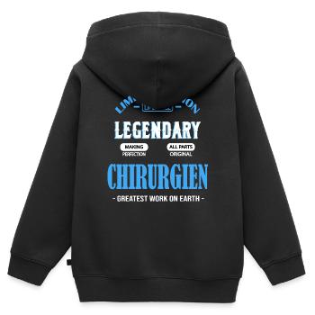 CHIRURG - Kinder Premium Organic Zip Hoodie - Schwarz - Hinten - AI Model Kid Male (0cm)