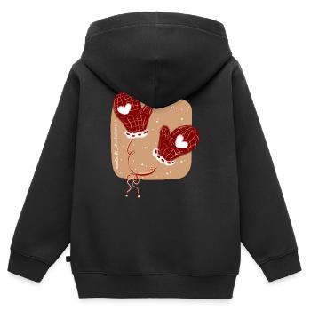 Handschuhe im Winter - Kinder Premium Organic Zip Hoodie - Schwarz - Hinten - AI Model Kid Male (0cm)