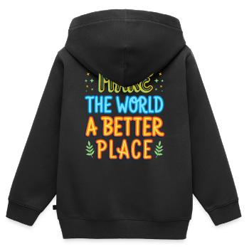 Die Welt zu einem besseren Ort machen Geschenkidee - Kinder Premium Organic Zip Hoodie - Schwarz - Hinten - AI Model Kid Male (0cm)