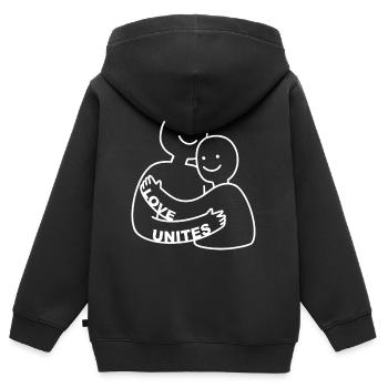 L’amour unit - Sweat Premium à capuche zippé enfant bio - noir - Dos - AI Model Kid Male (0cm)