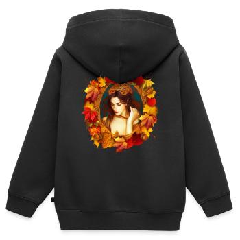 Fantasy-Kunst Herbst-Königin - Kinder Premium Organic Zip Hoodie - Schwarz - Hinten - AI Model Kid Male (0cm)
