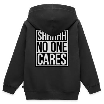 chut personne ne s’en soucie - Sweat Premium à capuche zippé enfant bio - noir - Dos - AI Model Kid Male (0cm)