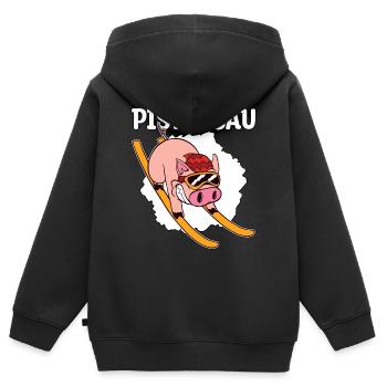 Ski fahren Pistensau Skiing Geschenk - Kinder Premium Organic Zip Hoodie - Schwarz - Hinten - AI Model Kid Male (0cm)