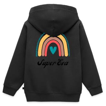 Super eva - Kinder Premium Organic Zip Hoodie - Schwarz - Hinten - AI Model Kid Male (0cm)