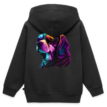 Beagle Chiens Beagles - Sweat Premium à capuche zippé enfant bio - noir - Dos - AI Model Kid Male (0cm)