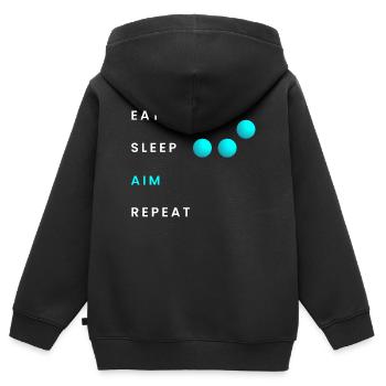Manger Sommeil Objectif Répéter - Sweat Premium à capuche zippé enfant bio - noir - Dos - AI Model Kid Male (0cm)