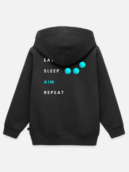 Eat Sleep Aim Repeat - Kinder Premium Organic Zip Hoodie - Schwarz