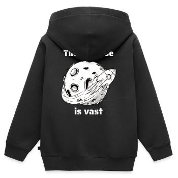 The Universe Is Vast Retro Outer Space Designs - Kids Premium Organic Zip-up Hoodie - black - Back - AI Model Kid Male (0cm)