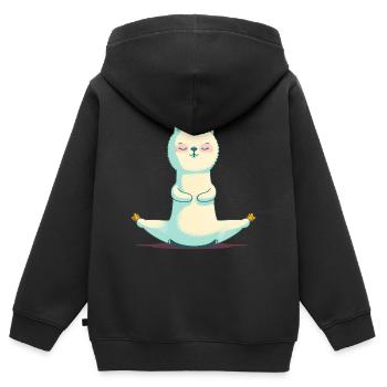 Yogallama - Kinder Premium Organic Zip Hoodie - Schwarz - Hinten - AI Model Kid Male (0cm)