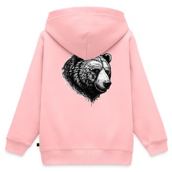Gefährlicher schwarzer Grizzly Bär - Kinder Premium Organic Zip Hoodie - Rosa - Hinten - AI Model Kid Female (0cm)