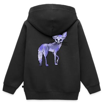 Magischer Wüstenfuchs, Blau - Kinder Premium Organic Zip Hoodie - Schwarz - Hinten - AI Model Kid Male (0cm)