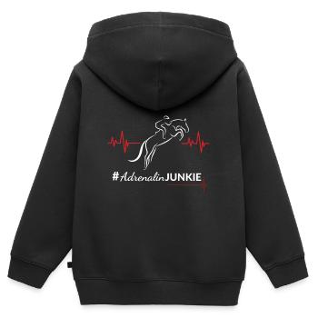 Motiv Springreiter "#AdrenalinJunkie" - Kinder Premium Organic Zip Hoodie - Schwarz - Hinten - AI Model Kid Male (0cm)