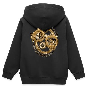 Steampunk Kürbis - Kinder Premium Organic Zip Hoodie - Schwarz - Hinten - AI Model Kid Male (0cm)
