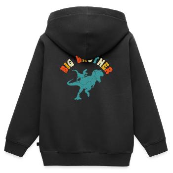 Beförderung zum Big Brother Dinosaurier Geschenk, Big Brother - Kinder Premium Organic Zip Hoodie - Schwarz - Hinten - AI Model Kid Male (0cm)