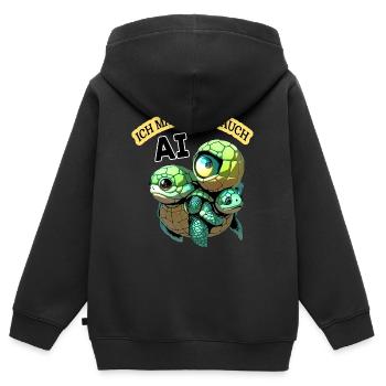Ich mach jetzt auch AI - Kinder Premium Organic Zip Hoodie - Schwarz - Hinten - AI Model Kid Male (0cm)