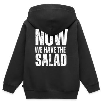 Now we have the salad. Spruch Übersetzung Malheur - Kinder Premium Organic Zip Hoodie - Schwarz - Hinten - AI Model Kid Male (0cm)