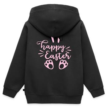 Joyeuses Pâques - Sweat Premium à capuche zippé enfant bio - noir - Dos - AI Model Kid Male (0cm)