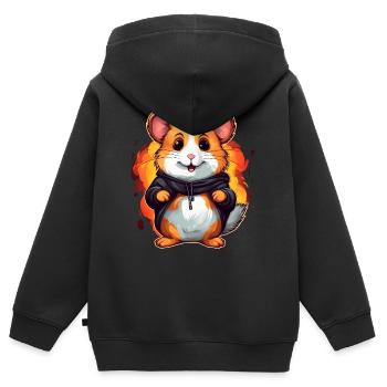 Mignon hamster - Sweat Premium à capuche zippé enfant bio - noir - Dos - AI Model Kid Male (0cm)