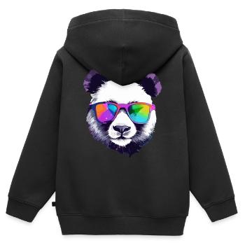 Koko der Panda mit Brille - Kinder Premium Organic Zip Hoodie - Schwarz - Hinten - AI Model Kid Male (0cm)