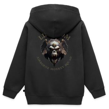 LING LOM - Airborne Monkey Squad - Sweat Premium à capuche zippé enfant bio - noir - Dos - AI Model Kid Male (0cm)