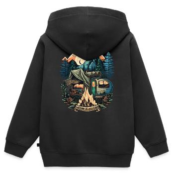 Ein Leben ohne Camping ist möglich aber sinnlos - Kinder Premium Organic Zip Hoodie - Schwarz - Hinten - AI Model Kid Male (0cm)