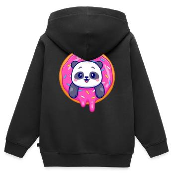 Süßes Pandababy und ein süßer Dounat - Kinder Premium Organic Zip Hoodie - Schwarz - Hinten - AI Model Kid Male (0cm)
