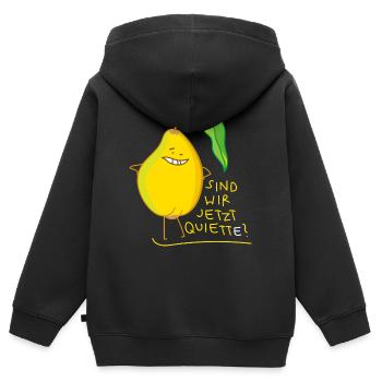 Lustige Quitte mit wortspiel - Kinder Premium Organic Zip Hoodie - Schwarz - Hinten - AI Model Kid Male (0cm)
