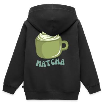 Matcha - Kinder Premium Organic Zip Hoodie - Schwarz - Hinten - AI Model Kid Male (0cm)