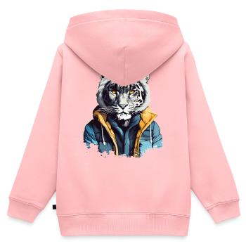 Streetstyle Schneeleopard | Leoparden-Liebhaber - Kinder Premium Organic Zip Hoodie - Rosa - Hinten - AI Model Kid Female (0cm)