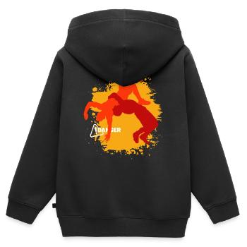 Danger de lutte - Sweat Premium à capuche zippé enfant bio - noir - Dos - AI Model Kid Male (0cm)