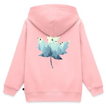 Blattlandschaft - Kinder Premium Organic Zip Hoodie - Rosa - Hinten - AI Model Kid Female (0cm)