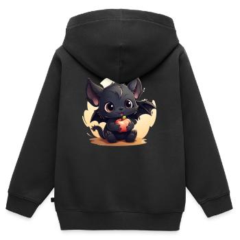 Niedliche Fruchtfledermaus - Kinder Premium Organic Zip Hoodie - Schwarz - Hinten - AI Model Kid Male (0cm)