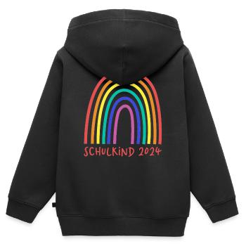 Schulkind 2024 rot - Kinder Premium Organic Zip Hoodie - Schwarz - Hinten - AI Model Kid Male (0cm)