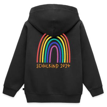 Schulkind 2024 orange - Kinder Premium Organic Zip Hoodie - Schwarz - Hinten - AI Model Kid Male (0cm)