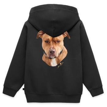 Americanstaffordshire-Terrier Braun - Kinder Premium Organic Zip Hoodie - Schwarz - Hinten - AI Model Kid Male (0cm)