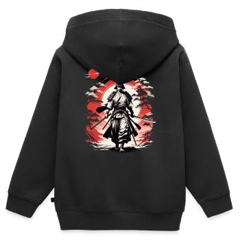 Samurai-Krieger - Japan - Dämon - Kinder Premium Organic Zip Hoodie - Schwarz - Hinten - AI Model Kid Male (0cm)