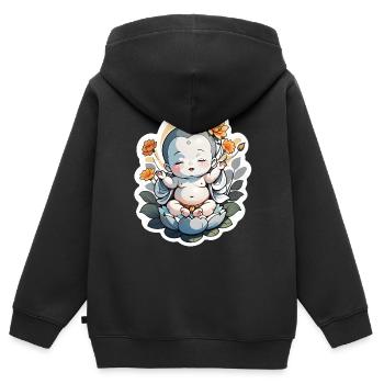 bébé Bouddha - meditation yoga relaxation - Sweat Premium à capuche zippé enfant bio - noir - Dos - AI Model Kid Male (0cm)