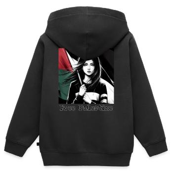 Befreit Palästina - Kinder Premium Organic Zip Hoodie - Schwarz - Hinten - AI Model Kid Male (0cm)