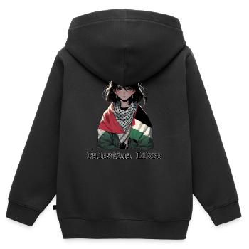 Befreites Palästina-Mädchen - Kinder Premium Organic Zip Hoodie - Schwarz - Hinten - AI Model Kid Male (0cm)