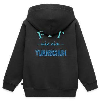Fit wie ein Turnschuh - Kinder Premium Organic Zip Hoodie - Schwarz - Hinten - AI Model Kid Male (0cm)