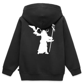 Fantasy Rollenspiel - Schamane Silhouetten Design - Kinder Premium Organic Zip Hoodie - Schwarz - Hinten - AI Model Kid Male (0cm)