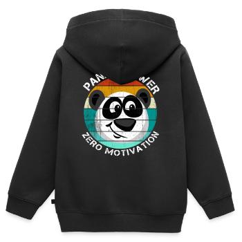 Panda Power Zero Motivation - Kinder Premium Organic Zip Hoodie - Schwarz - Hinten - AI Model Kid Male (0cm)