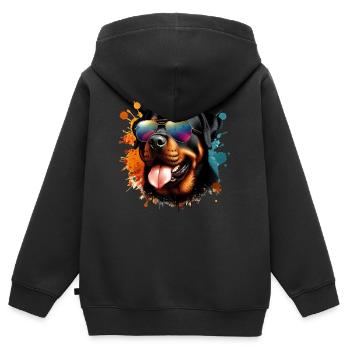 Rottweiler Wearing Sunglasses - Kids Premium Organic Zip-up Hoodie - black - Back - AI Model Kid Male (0cm)