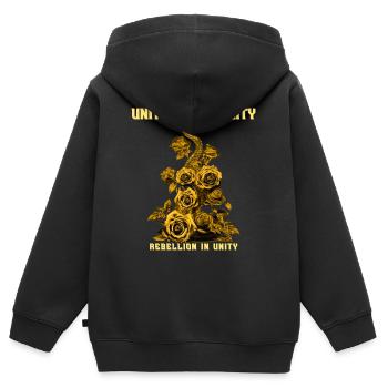 L’association Hunger Games - Sweat Premium à capuche zippé enfant bio - noir - Dos - AI Model Kid Male (0cm)