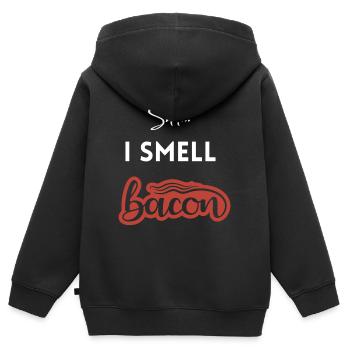 Chut, je sens le bacon - Sweat Premium à capuche zippé enfant bio - noir - Dos - AI Model Kid Male (0cm)