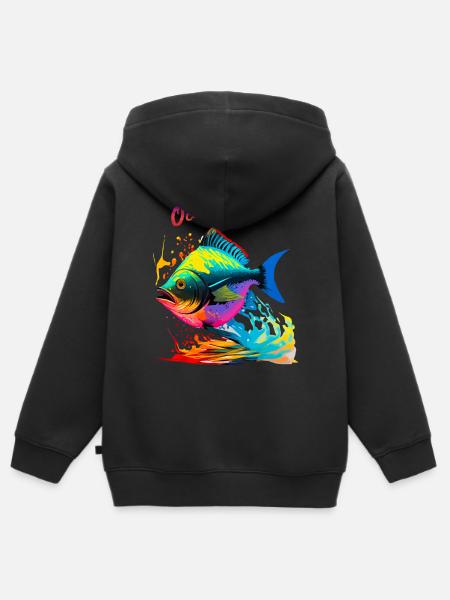 Ocean Lover. Colorful Fish - Kids Premium Organic Zip-up Hoodie - black
