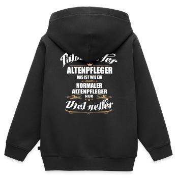 Tätowierter Altenpfleger ist netter! Altenpflege. - Kinder Premium Organic Zip Hoodie - Schwarz - Hinten - AI Model Kid Male (0cm)
