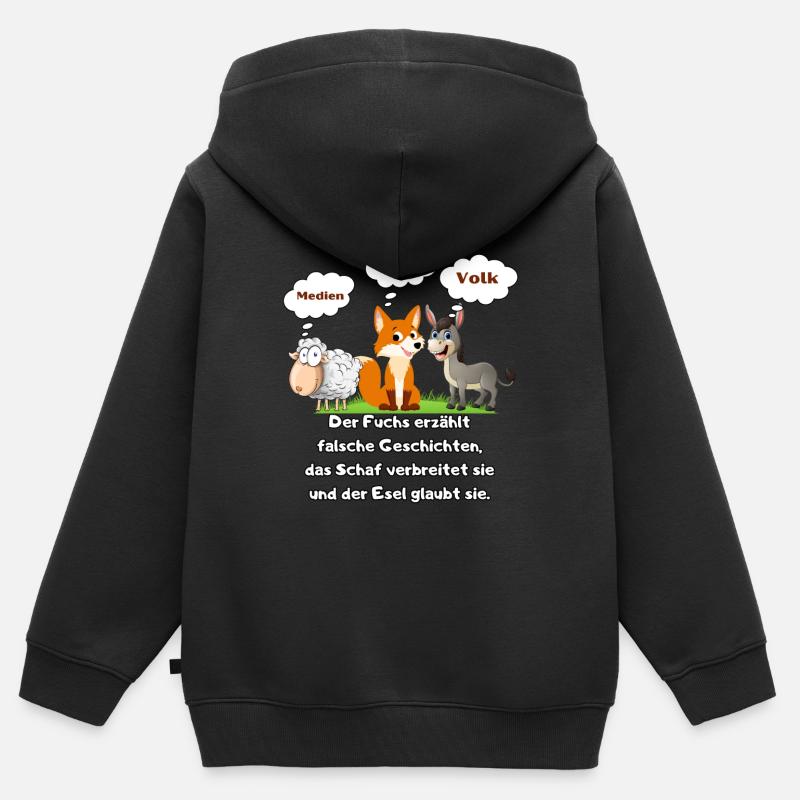Mouton Âne Renard - Sweat Premium à capuche zippé enfant bio - noir